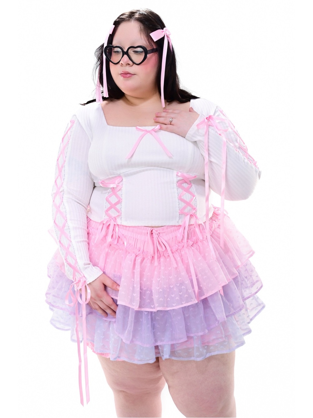 MY VIOLET COTTON CANDY RUFFLE SKORT - PINK SUNSET